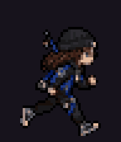 Pixel character running